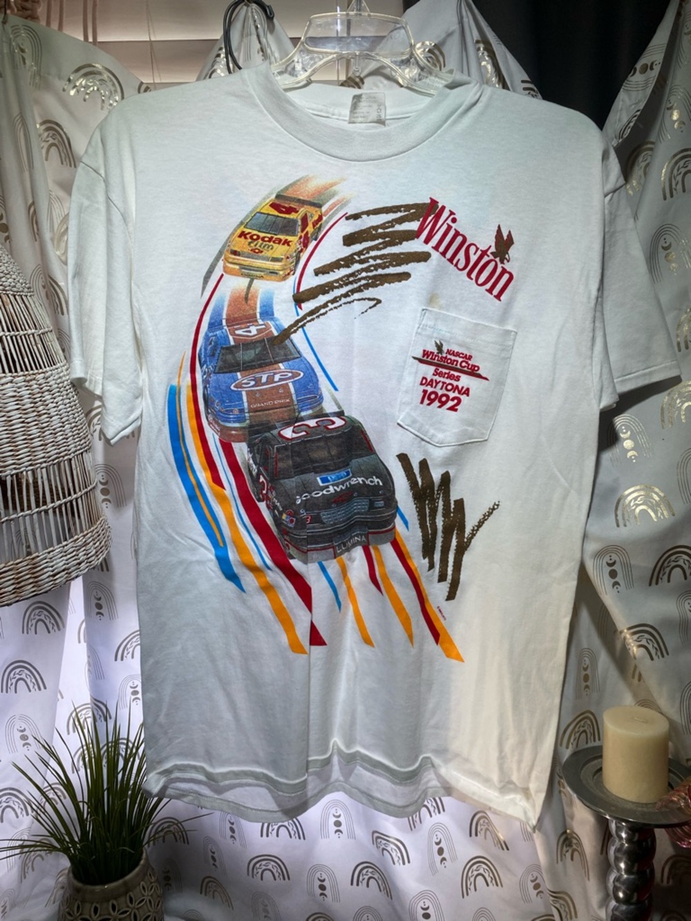 Vintage Winston Daytona 1992 Racing Graphic Pocket Tee - White